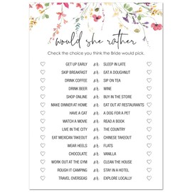 24 juegos de despedida de soltera florales de flores silvestres (Would She Rather)