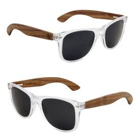 Holzwurm Walnut Wooden Arms Sunglasses for Men & Women/Polarising Lenses with UV400 Protection/with Real Bamboo Glasses Case, Transparent polarised (walnut bracket)
