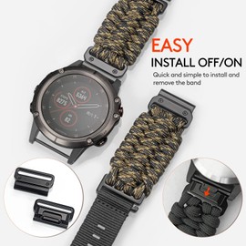 Compatible With Garmin, Paracord Watch Band Sports Strap For Fēnix/Forerunner/Approach/MARQ/quatix/D2 Series Tough Replacement Band For Men