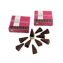 Vijayshree Golden Nag Incense Cones - Natural Aromatherapy - 10 Cones + Holder (2 Packs, Meditation)