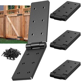 Heavy Duty Gate Hinges, 270 Degree Adjustable Fold-Flat Hinges for Wood Fence & Barn Door - Double Layer Folding Butt Hinges with Screws, 4Pcs Adjustable Hardware Hinges Kit