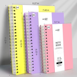 RETTACY A5 Notebook, Notepad, Wirebound Spiral Notebooks 300Pages /150 Sheets for Writing,100gsm College-Ruled Paper, PVC Hardcover, for Women Men Work Office School,14.5 x 21cm - Pink