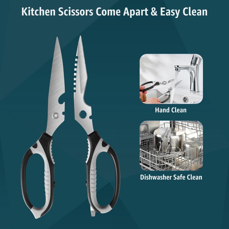BoFuYuan Kitchen Scissors, 9-Inch Heavy Duty Multipurpose Food Cutting Shears,