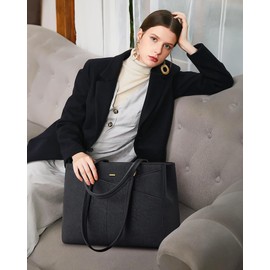 LOVEVOOK Laptop Bag for Women 15.6 Inch Tote Bags Waterproof Leather Briefcase Computer Women Business Office Work Bag,Vintage Black