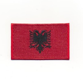 60 x 35 mm Albania Tirana Flag Europe Sew-On / Iron-On Patch 1197 B