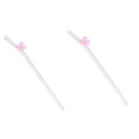 SHOWERORO 2pcs Bowknot Reusable Glass Straw Stylish Drinking Straw for Bubble Tea Water Smoothies