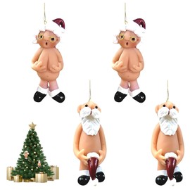 4 Pcs 3D Santa Claus Home Christmas Decorations, Unusual Gifts Christmas Tree Decorations, Desktop Ornament, Suitable for Holiday Scene Decoration and Tree Hanging