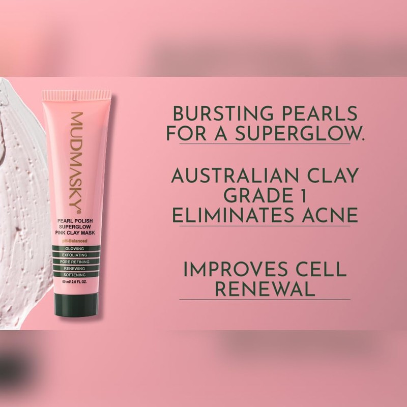 MUDMASKY Pearl Polish Superglow Pink Clay Mask 2.0 OZ -