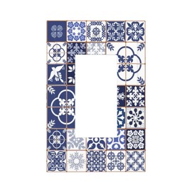 Mexican Ceramic Tiles Decorative Outlet Light Switch Cover Single Rocker Device Wall Plate 1 Gang Electrical Faceplate for Bathroom Home Art Decor Accessories 5" x 3"