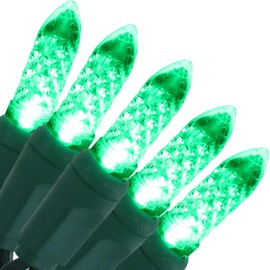 Sunnydaze 70-LED Christmas String Lights - M6 Faceted Style Bulbs - 21-Foot Lighted Length - Indoor/Outdoor - Green