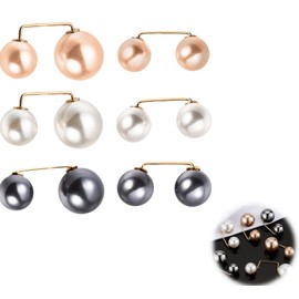 Heanvmyss Brooch Pins,6 Pieces Artificial Pearl Brooch Pins,Decorative Safety Pins,Elegant Faux Pearl Pins,Cute Sweater Shawl Clip for Women,Clothing,Pants,Dress(3 Colors)