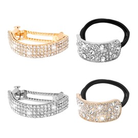 Oblihumoy Rhinestone Hair Ties for Women Rhinestone Hair Barrettes Fashion Hair Bands Sparkling Ponytail Holders Elegant Hair Accessories