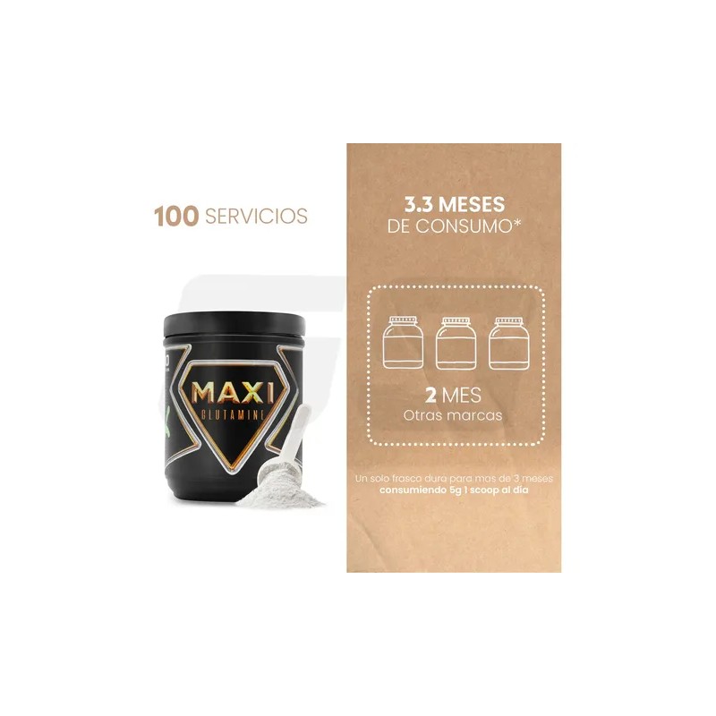 Glutamina Suplemento 500g Maxi Protein 100servicios En Polvo