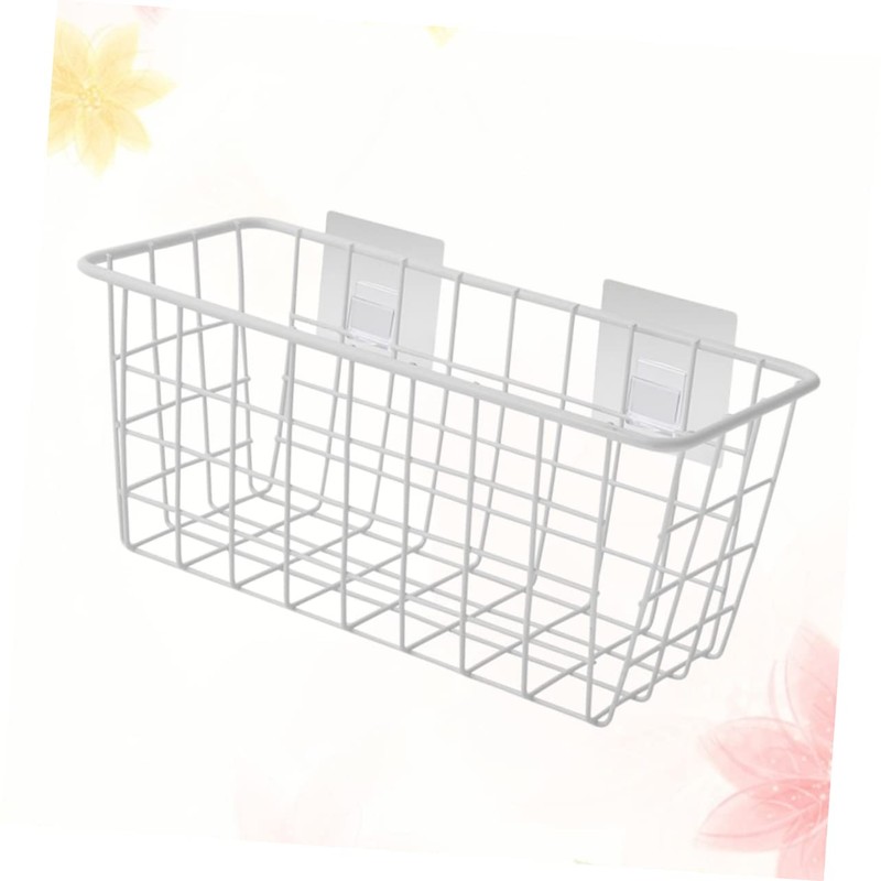 OHPHCALL Creative Wall Mounted Storage Basket White Iron Hanging Organizer