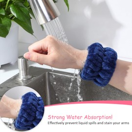Chuangdi 4 Pairs Wrist Bands for Washing Face Wrist Spa Microfiber Wash Towel Band Scrunchies Absorbent Wristbands Sweatband for Women Prevent Liquid from Spilling(Dark Colors)