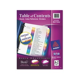 Avery Ready Index Table of Contents Dividers, 26-tab, 1 Set (11125) 5 Sets