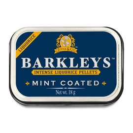 Barkleys Black Licorice Candy, Mint Coated - Licorice Pellets Covered with Refreshing Mint- Gluten Free Licorice, Gelatine Free, Vegan (1 Can x 18 gr.)