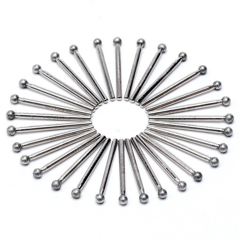 JINGLING Diamond Grinding Bits 5mm 3/16" Round Ball Tipped Burrs