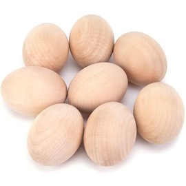Domestar Wooden Fake Chicken Eggs, 8Pcs 2.5" Unpainted Faux Wood Eggs