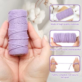 Tutamaz Macrame Yarn 3 mm x 100 m, Pack of 12 Colour Cotton Cord 3 mm Cotton Rope Cotton Cord Macrame Yarn for DIY Crafts Boho Decoration, Curtain, Door Curtain, Dream Catcher, Christmas Decoration