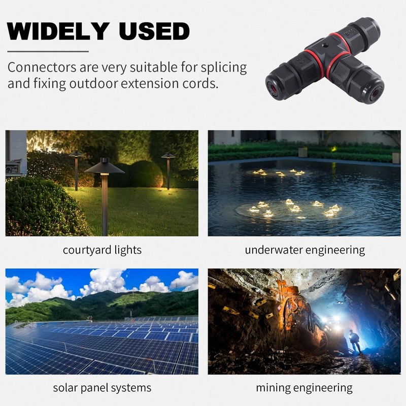 Danfetsoy Waterproof Junction Box 3 Way, 4pin Junction Box Outdoor