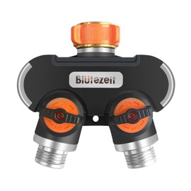 Blütezeit Hose Splitter, 2-Way Y Water Hose Splitter Heavy Duty, 3/4'' Garden Faucet Bib Splitter, Hose Connector with 2 Shut Off Valves