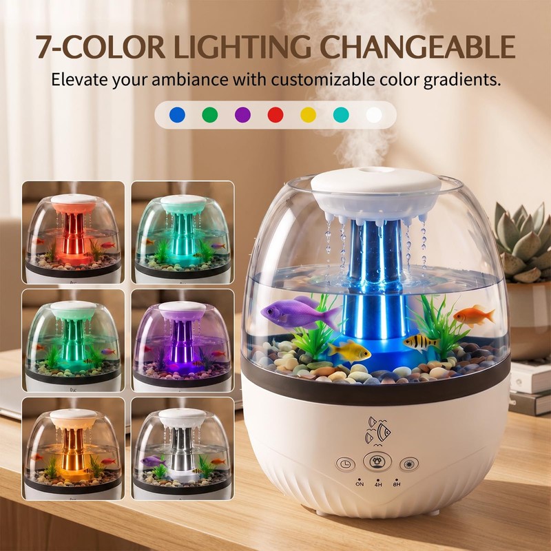 2026 Raindrop Humidifier 350ml Essential Oil Diffuser with Fish Tank