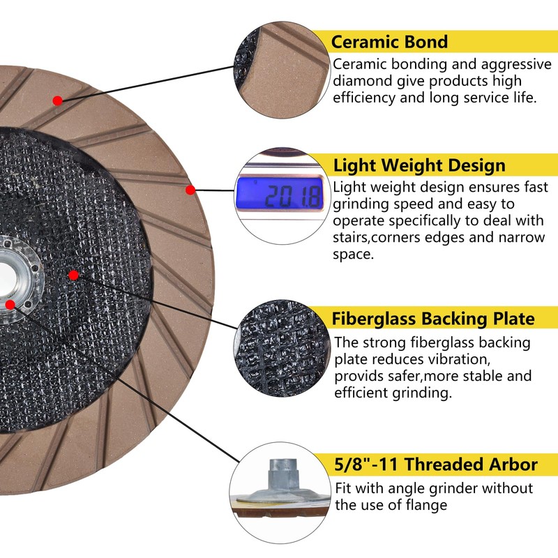 HONGUIS 7 inch Ceramic Bond Grinding Wheels,5/8"-11 Arbor Diamond Cup