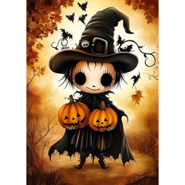 AIRDEA Diamond Art Paintings Kits for Adults,DIY Gem Art Kits for Beginner, 12x16 in,Pumpkin and Puppets, Round Full Drill