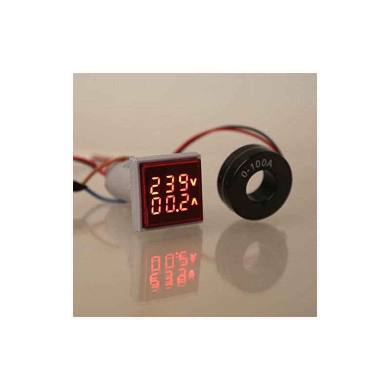 LED Digital Dual Display Voltmeter Ammeter Voltage, Square Gauge Current