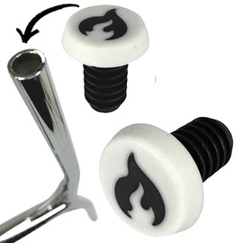Chilli Pro Scooters Barends Plugs Stunt Scooter Aluminium Bar End Closure Plugs (1 Pair) White/Flame Logo Black