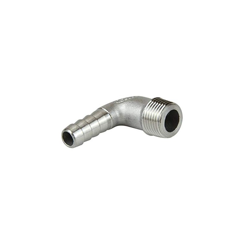 Quickun 304 Stainless Steel Hose Barb Fitting Elbow, 3/8" Barb