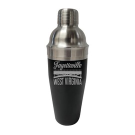 R and R Imports Fayetteville West Virginia Souvenir 24 oz Engraved Stainless Steel Cocktail Shaker Black Single Unit