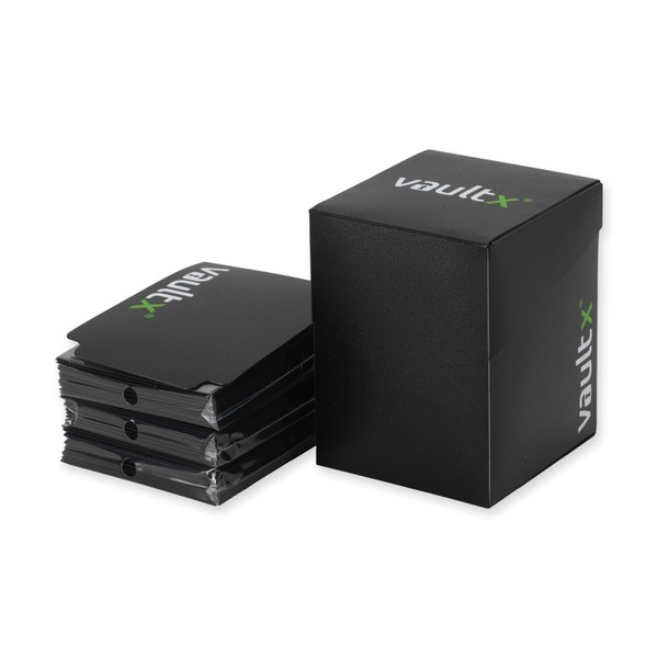 Vault X ® Karten Box für 100+ Karten mit Schutzhüllen - ohne PVC Karten Halter (Schwarz)