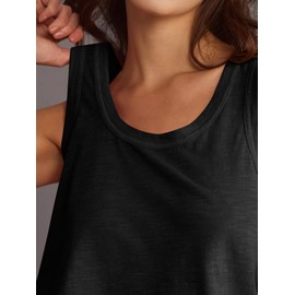 Tankaneo Womens Scoop Neck Cropped Tank Tops Summer Casual Cotton Workout Sleeveless Shirts Loose Fit Basic Tees Black