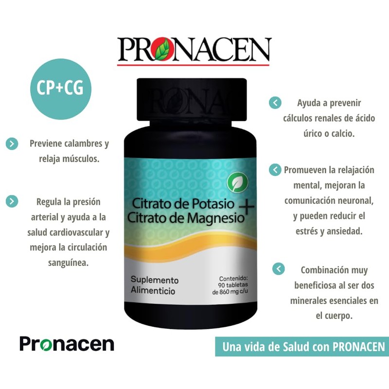 PRONACEN Citrato de Potasio Citrato de Magnesio 90 tabletas