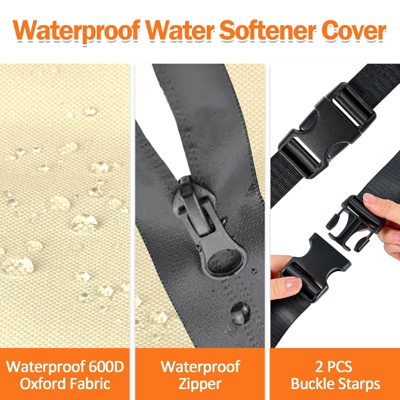 SUNICO Outdoor Water Softener Insulation Cover, 10''D x 54''H, Beige