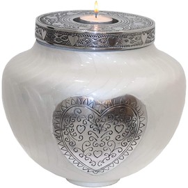 HLC Cremation Urns for Human Ashes Adult - - Keepsake urn - Display at Home - Large Funeral Urn - Modern Beautiful Memorial Urn - White Candle Cremation Urn