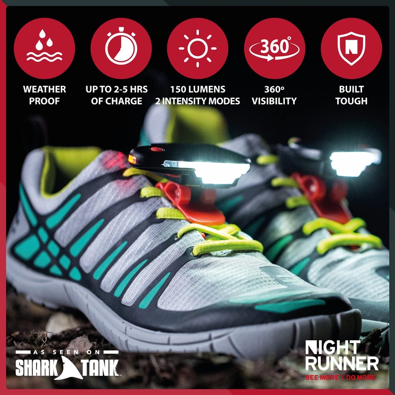 Night Tech Gear Running Shoe Lights – Hands-Free LED Lights