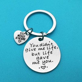 Huwujiu Step Mother of the Bride Gifts You Didn't Give Me Life But Life Gave Me You Keyring Step Mum Keyring Gift Mother's Day Gift Wedding Gifts for Step Mother of the Bride
