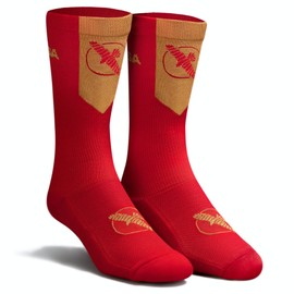 Hayabusa Men's Pro Boxing Socks, Athletic Socks (1 pair) - Red/Gold, 9-11