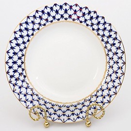 Imperial/Lomonosov Cobalt Net Porcelain Dinner Plate Smooth 7.9-inch