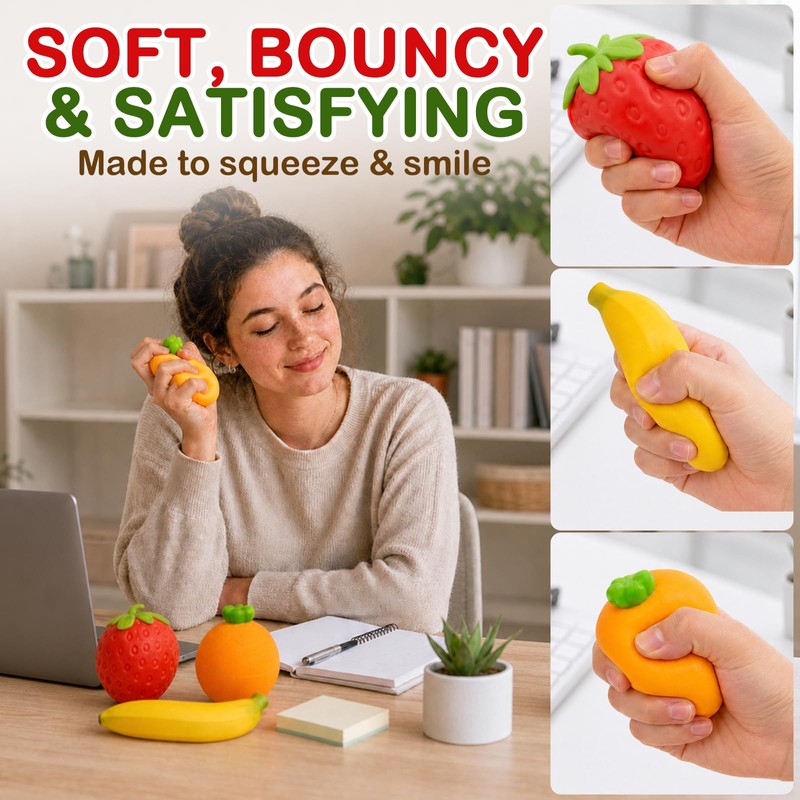 3 Pcs Fruit Squishy Pack - Includes (Strawberry Banana and