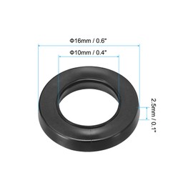 PATIKIL M10 Rubber Flat Washer, 10 Pack 10mm ID 16mm OD 2.5mm Thick Sealing Spacer Gasket Ring for Faucet Pipe Water Hose Fastener Bolt, Black