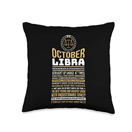 Family&Friends Horoscope Zodiac Gifts Libra Facts Traits Horoscope Zodiac Funny Gift Throw Pillow, 16x16, Multicolor