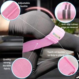 Resistance Bands - home/gym fitness, excersise, physio equipment for women & men. Premium strong fabric, adjustable size. Set of 2 multi size, multi resistance (Pink/Green)