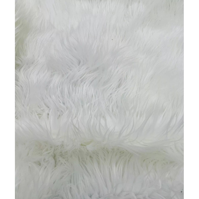 Nice 60” Width White Solid Shaggy Long Pile Faux Fur