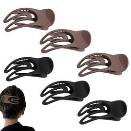 6 PCS flat claw clip, Large Strong Flat Hair Clips for Women Thick Hair, French Hair Clip Matte Flat Hair for Fine Hair Thick Hair (Black,Brown)