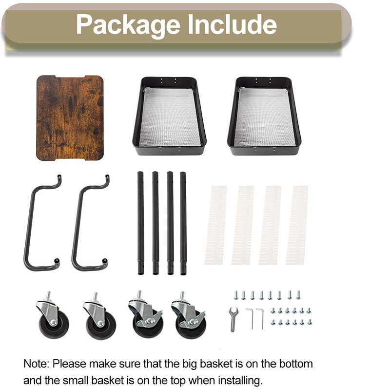 Melody House 2 Tier Metal Utility Rolling Cart Storage Organizer