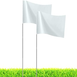 White Marking Flags,JIZHGRAD 20Pack Marker Flags,13x4x5 Inch Lawn Flags, Boundary Flags Dog Training Flags for Yard Marking, Survey Flags, Landscape Flags, Sprinkler Flags, Surveyor Flags, Stake Flags
